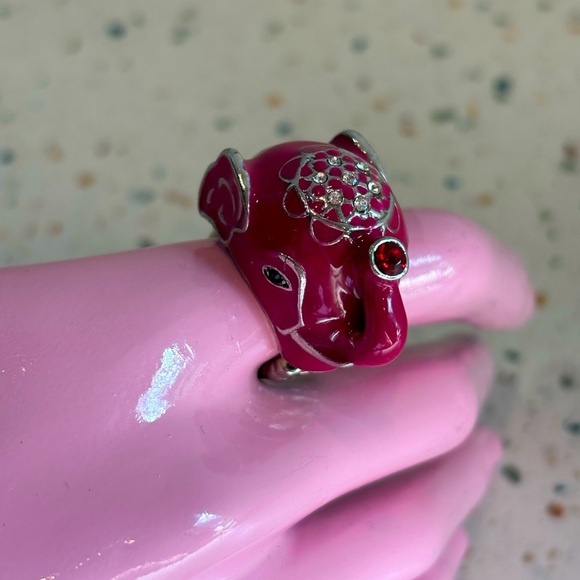 Pink Elephant Ring with Stretch Comfort Band - Picture 6 of 10